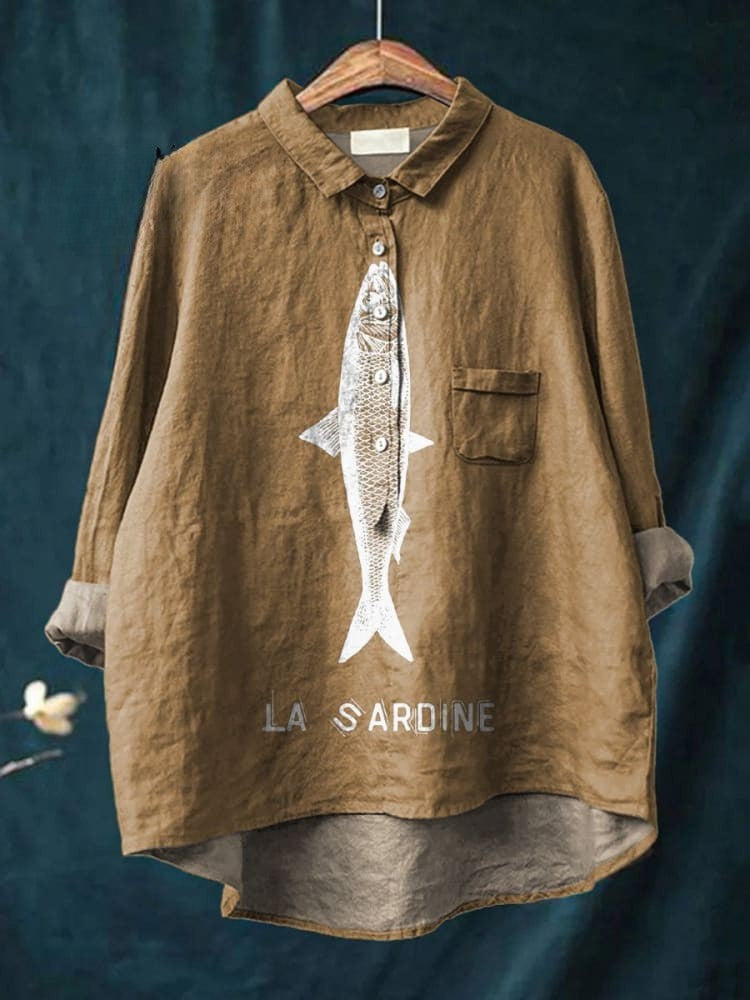 Aria™ | Tijdloze Linnen Blouse met Patroon