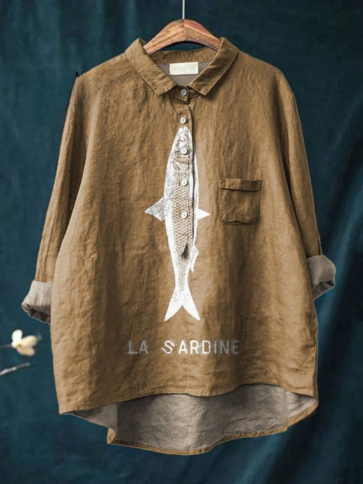 Aria™ | Tijdloze Linnen Blouse met Patroon