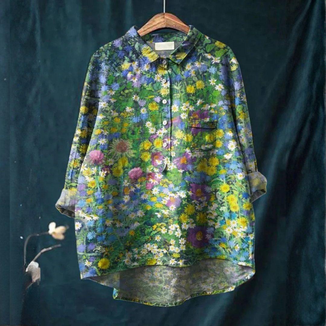 Seraphin™ | Tijdloze Linnen Blouse met Print