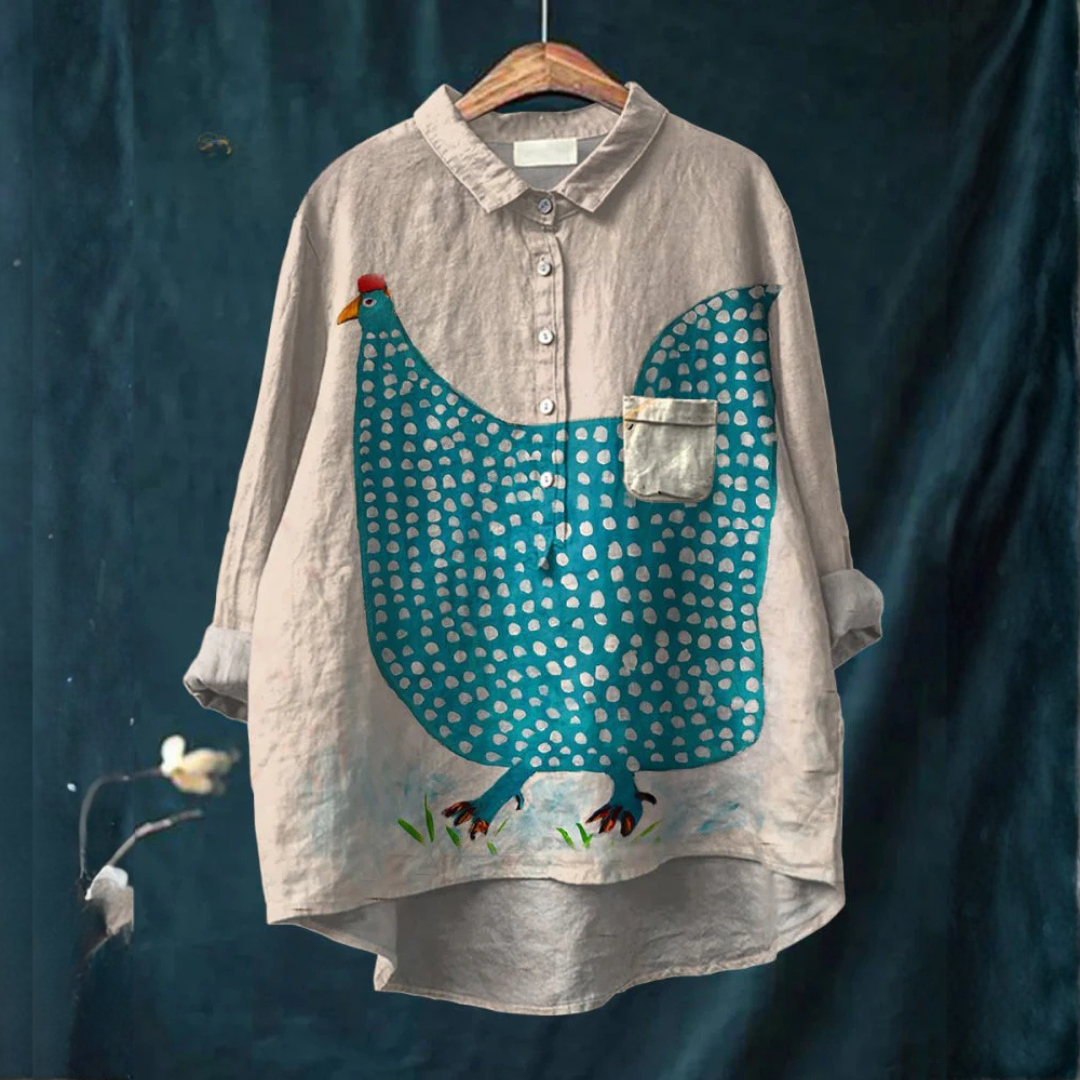 Selene™ | Tijdloze Linnen Blouse met Print