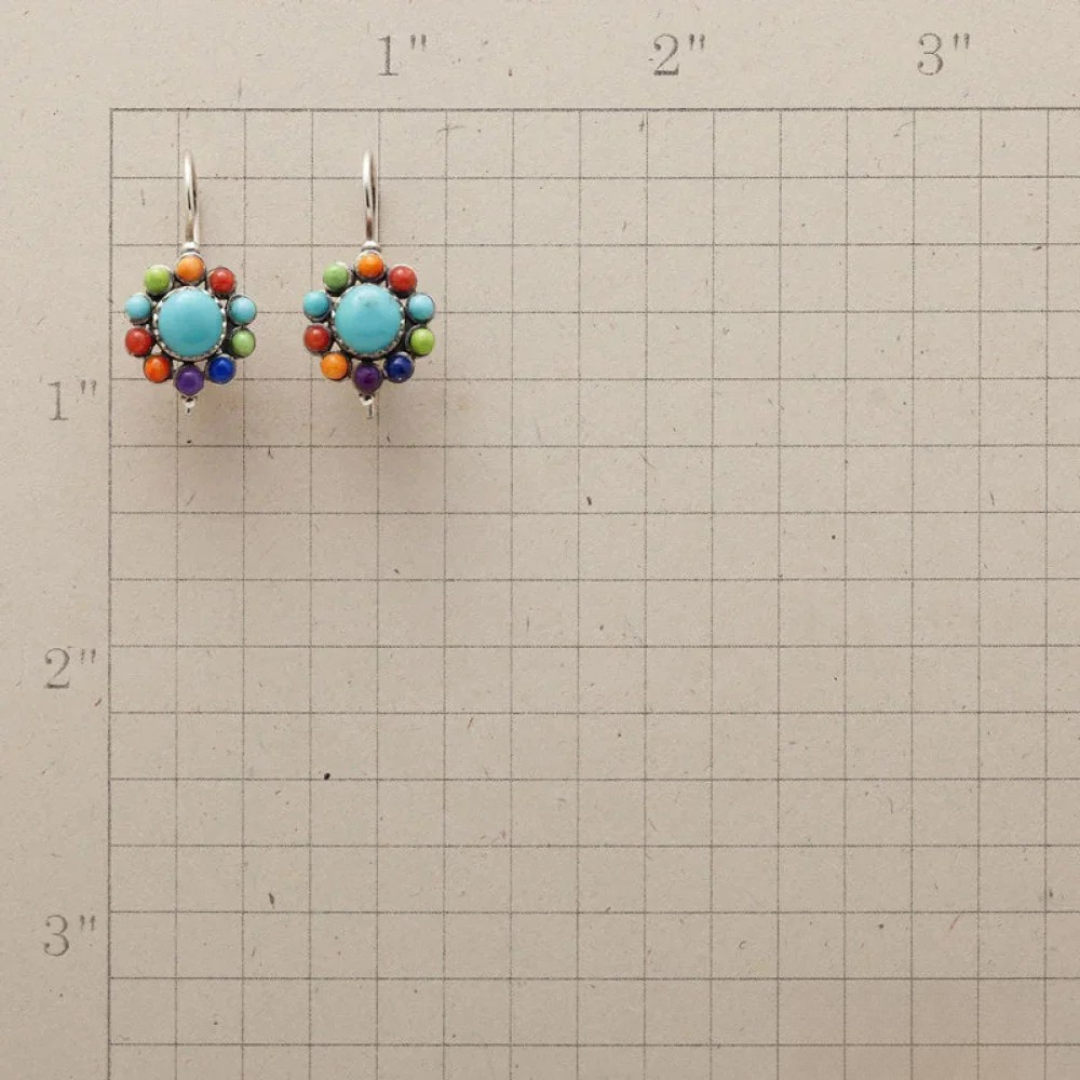 Veelkleurige Turquoise Ronde Oorbellen
