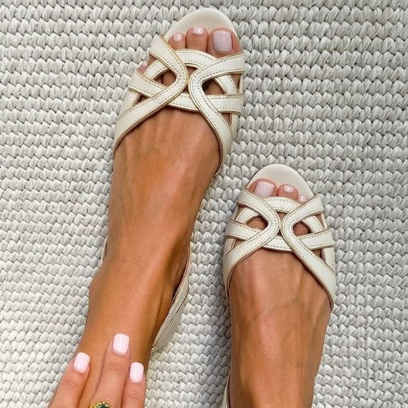 Camilla | Elegantní Krémové Pletené Sandály