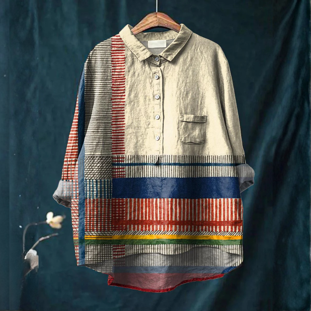 Isolde™ | Exclusieve Linnen Blouse met Print
