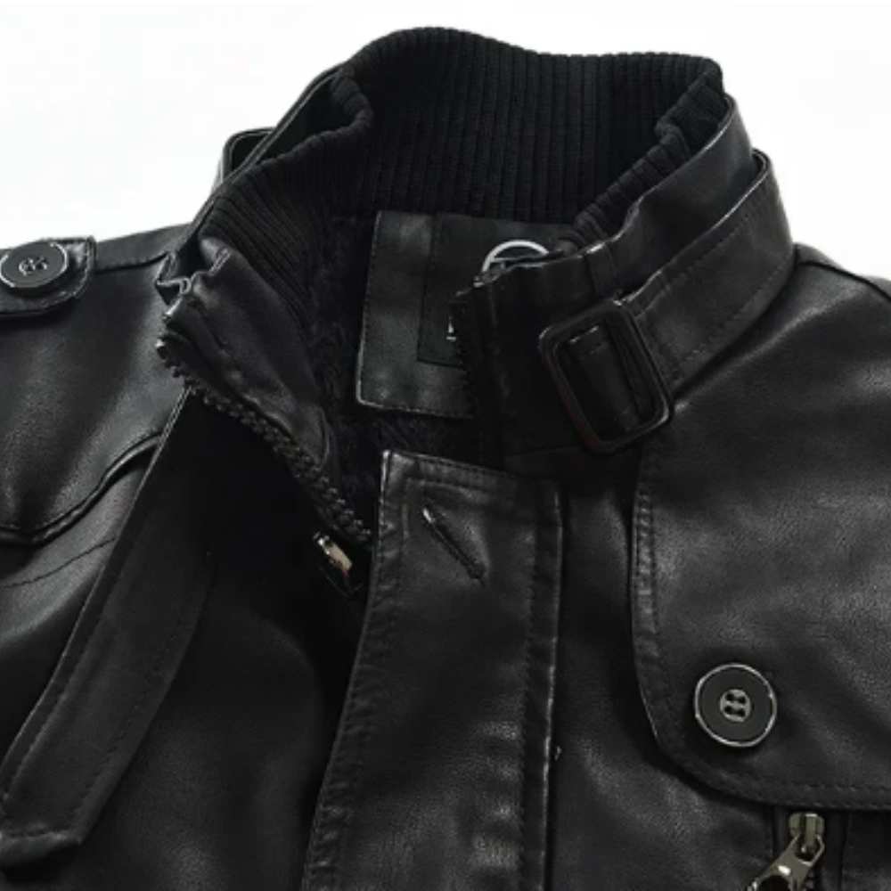 Lange en elegante leren motorjack