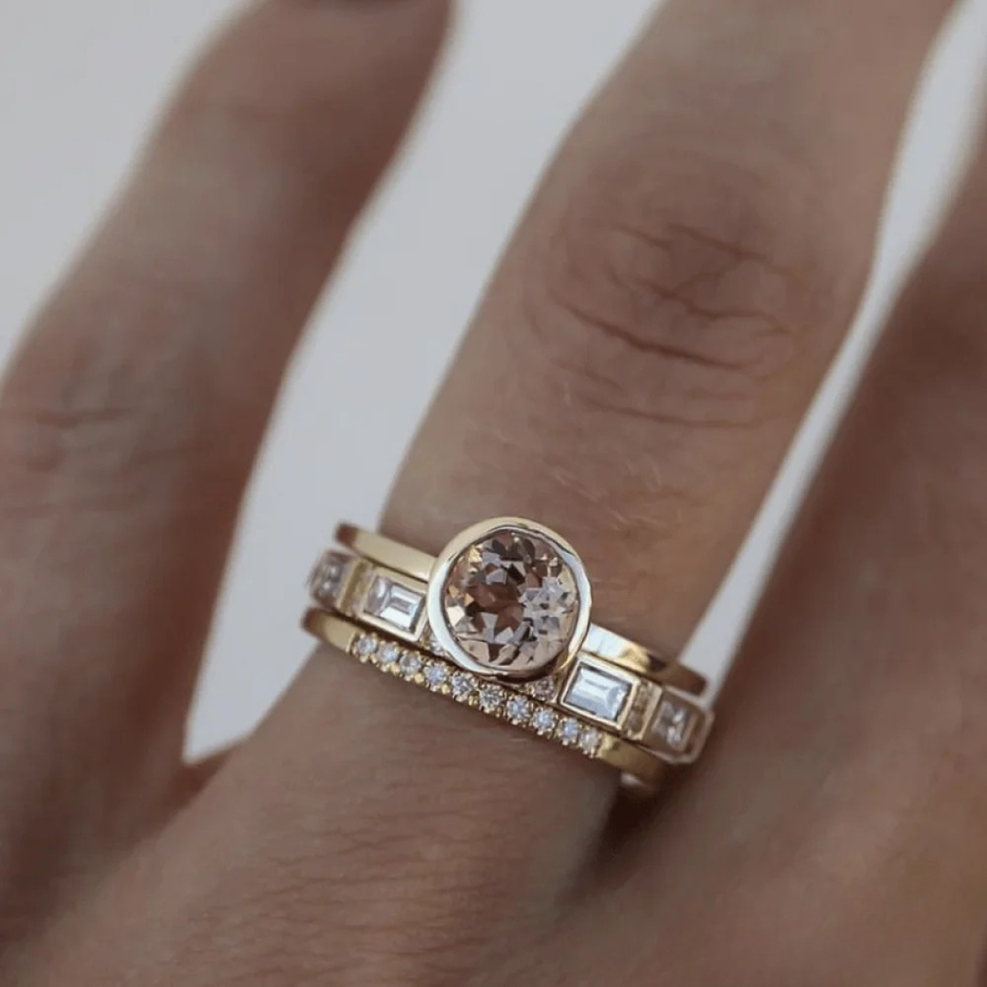 Elegante Ingelegd Kristal Gouden Ring