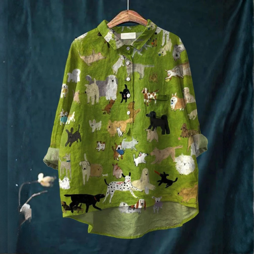 Aurora™ | Tijdloze Linnen Blouse met Patroon