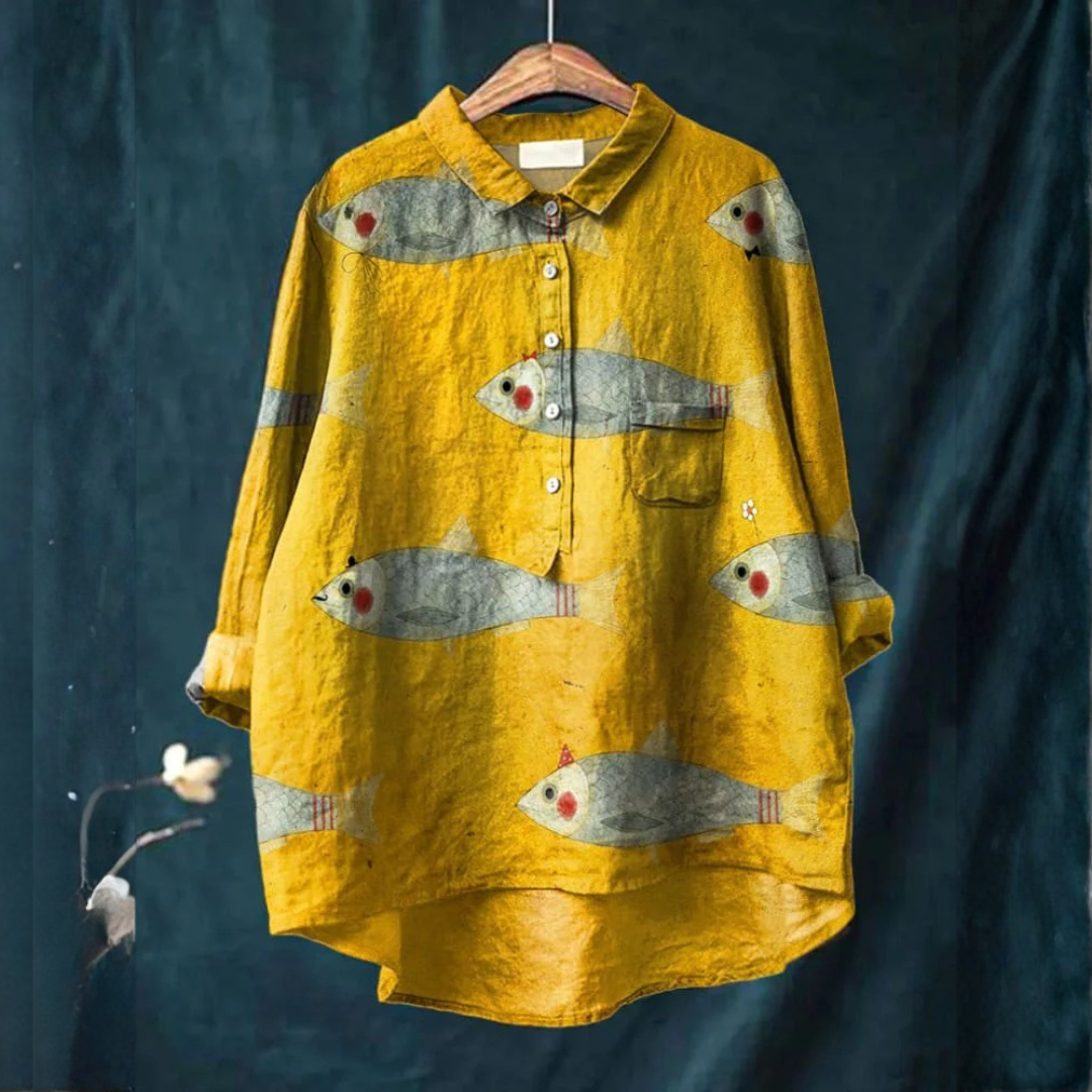 Amara™ | Tijdloze Linnen Blouse met Print
