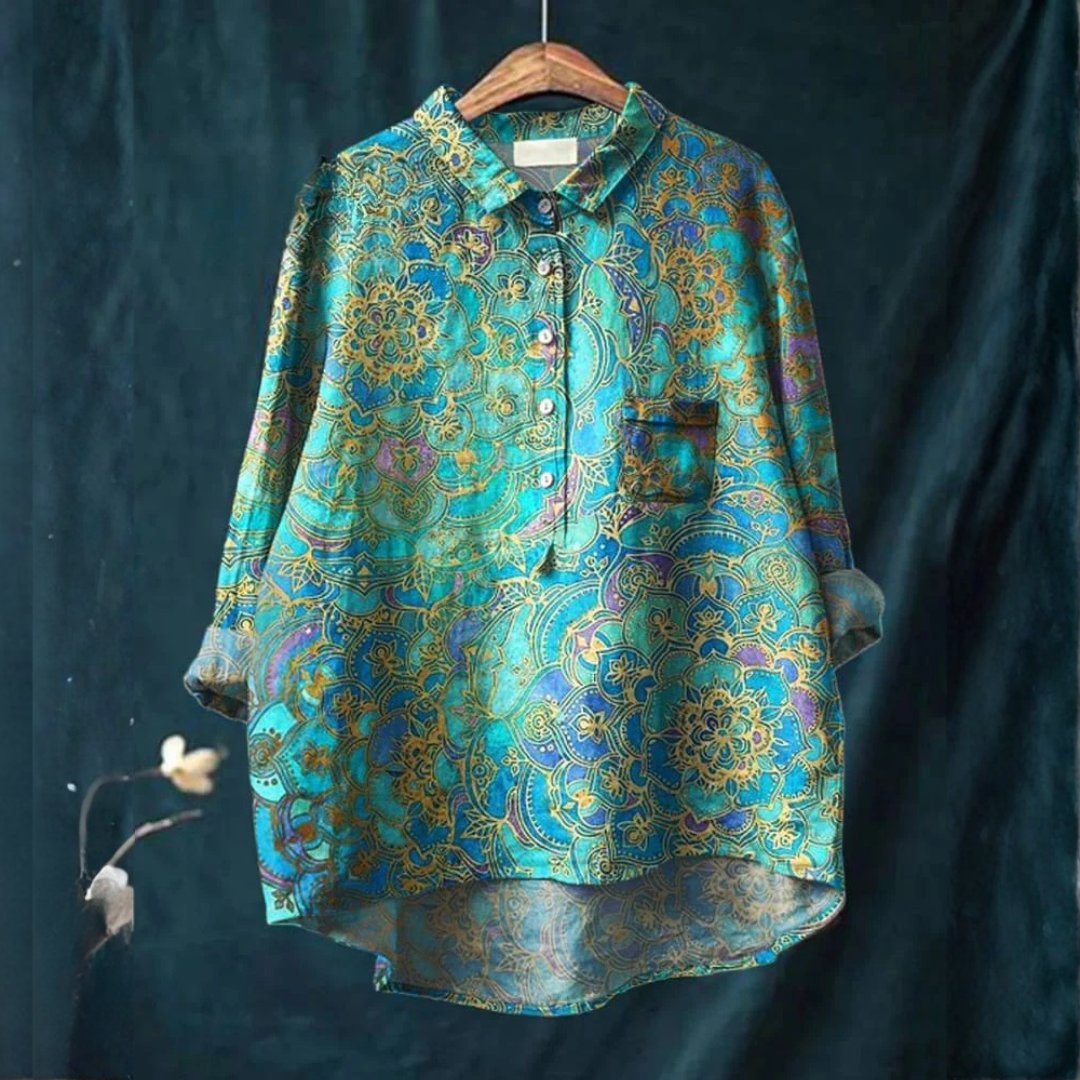Alessa™ | Geraffineerd Linnen Shirt met Patroon