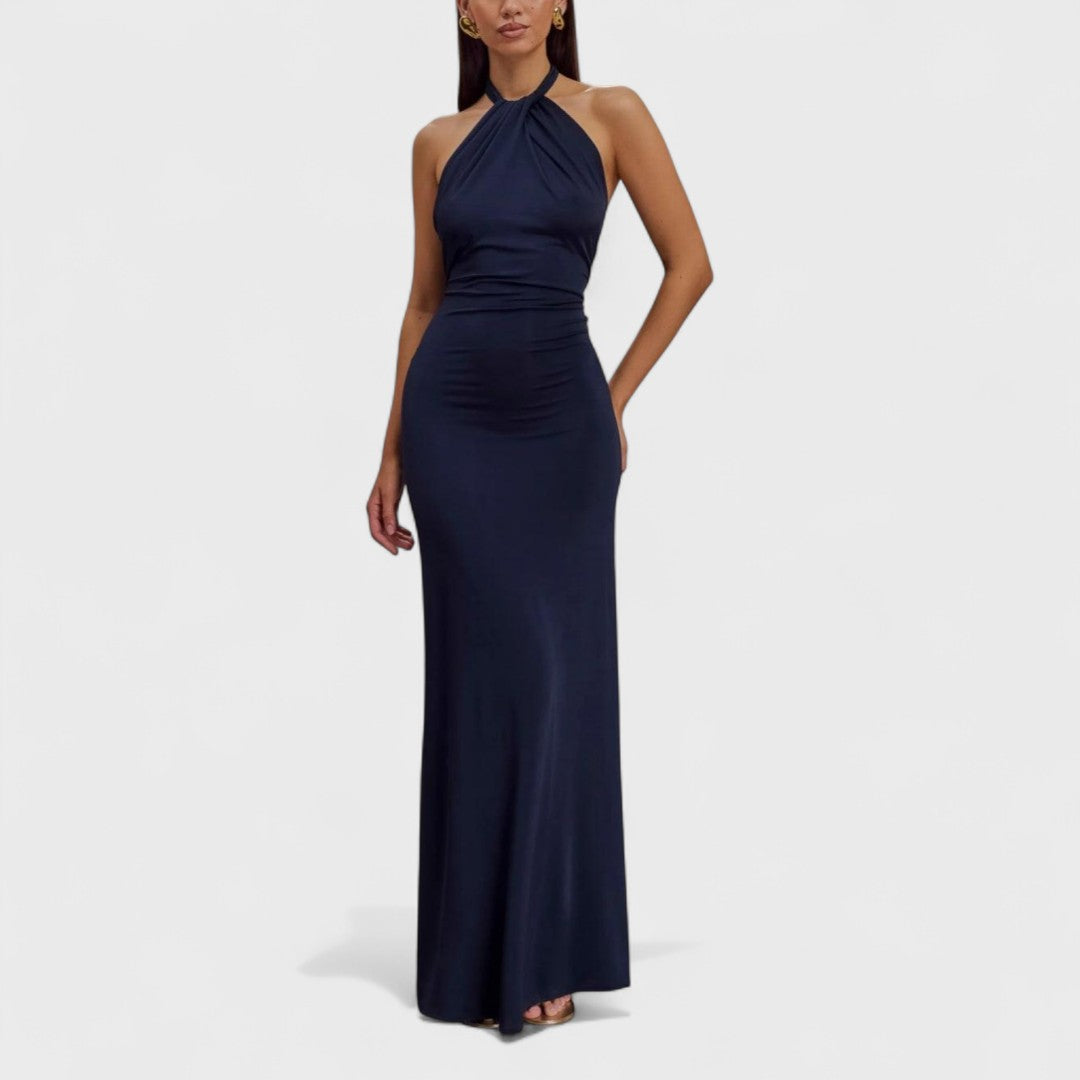 Klara – Curvy hedvábné šaty s halter límcem