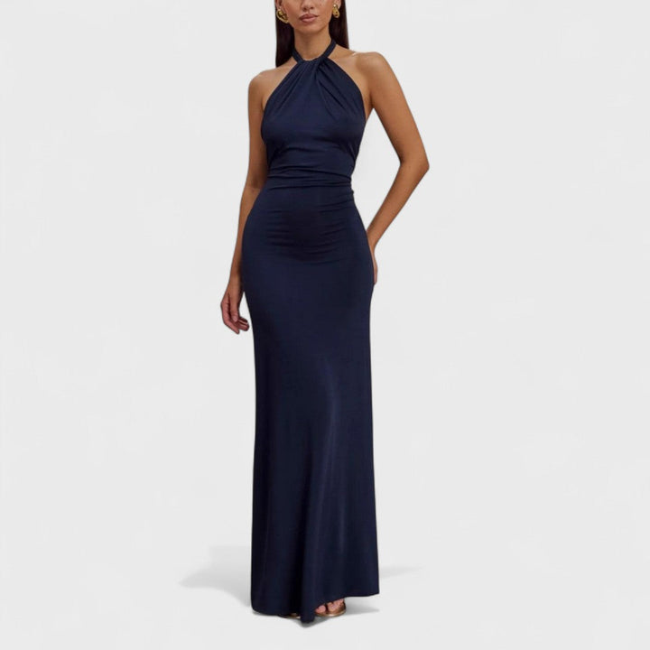 Klara – Curvy hedvábné šaty s halter límcem