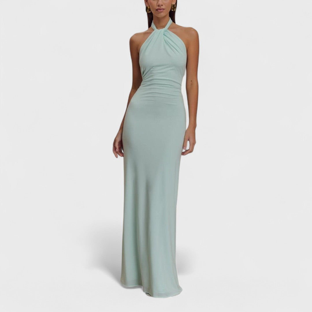 Klara – Curvy hedvábné šaty s halter límcem