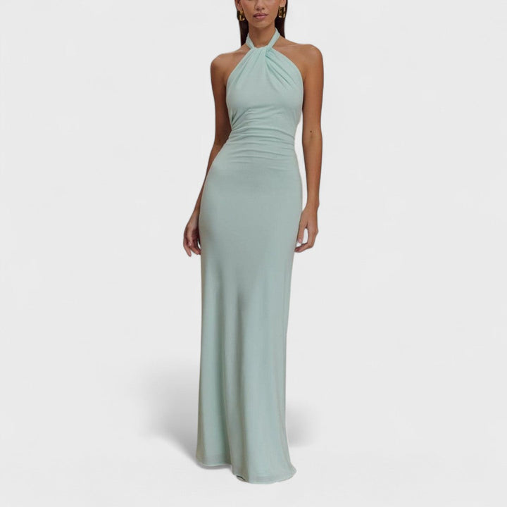 Klara – Curvy hedvábné šaty s halter límcem