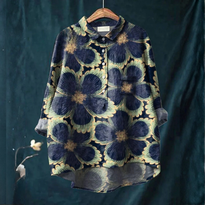 Soleil™ | Tijdloze Linnen Blouse met Print