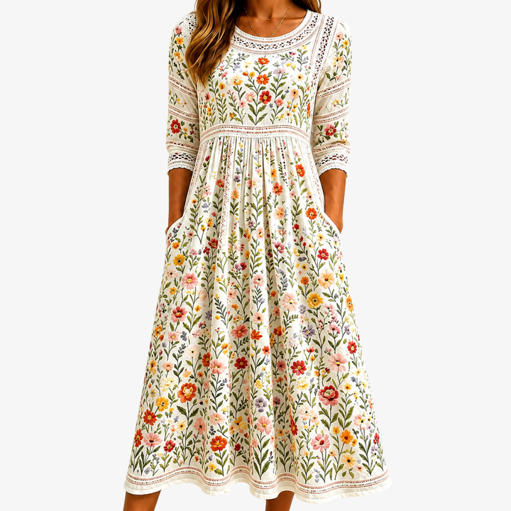 Flor | Midi šaty s kouzlem divokých květin