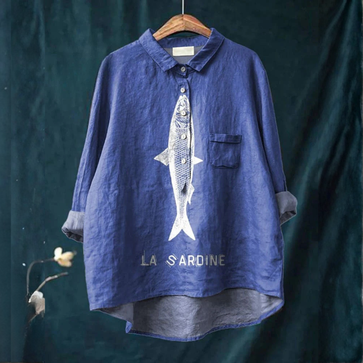 Aria™ | Tijdloze Linnen Blouse met Patroon