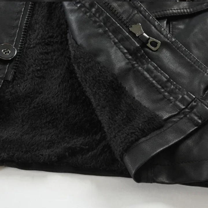 Lange en elegante leren motorjack