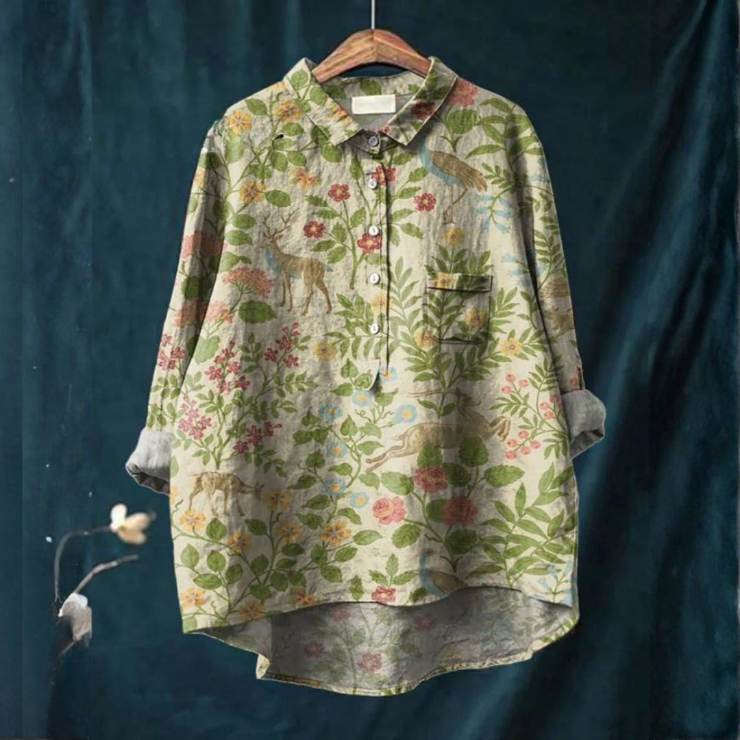 Isolde™ | Tijdloos Linnen Shirt met Print