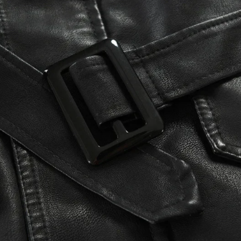 Lange en elegante leren motorjack