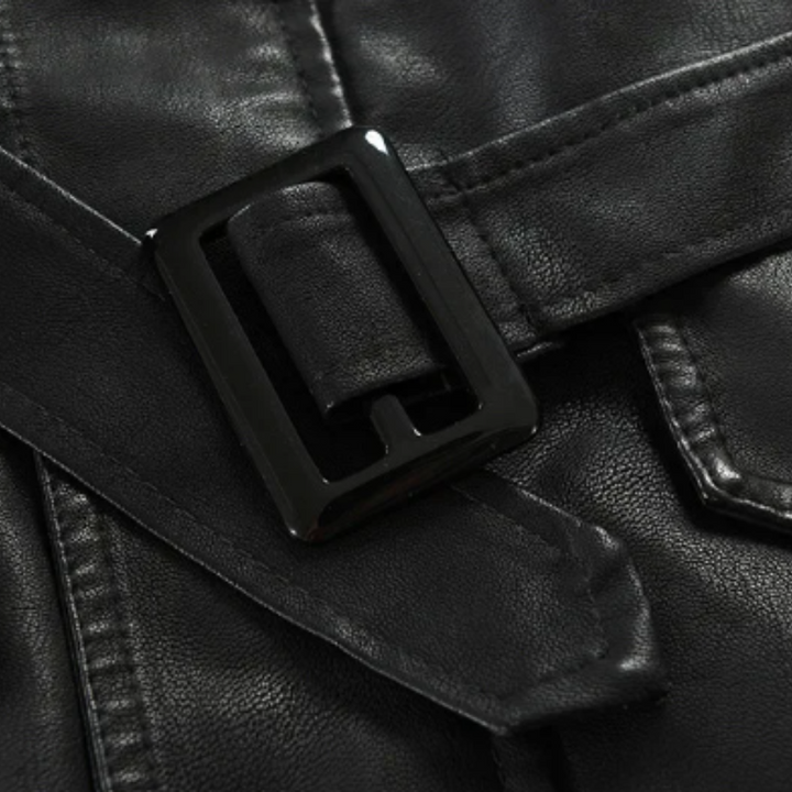 Lange en elegante leren motorjack