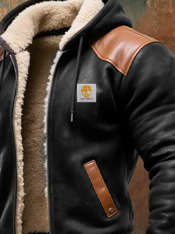 Winterblouson met verfijnde leerdetails