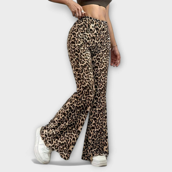 Bootcut kalhoty s leopardím vzorem