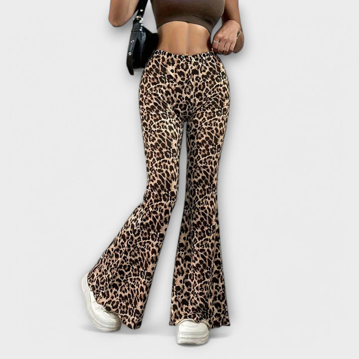 Bootcut kalhoty s leopardím vzorem