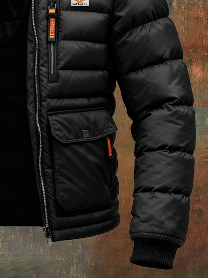 Gewatteerde blouson met technische capuchon