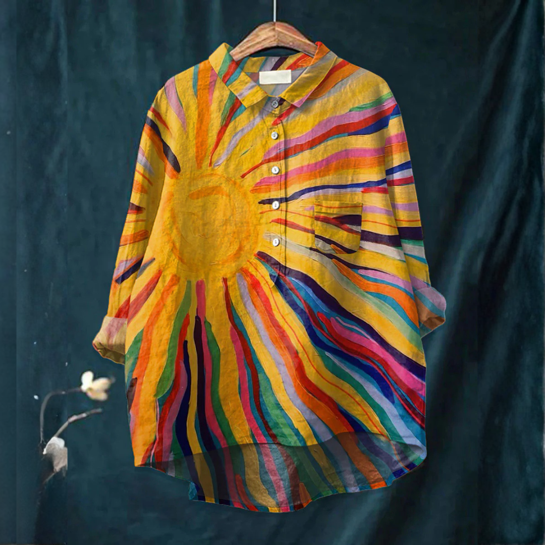Elara™ | Tijdloos Linnen Shirt met Patroon