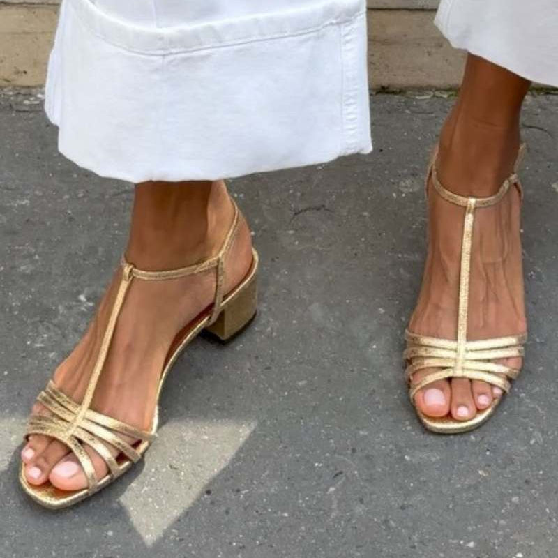 Allegra | Zlaté Sandály Každodenní Elegance