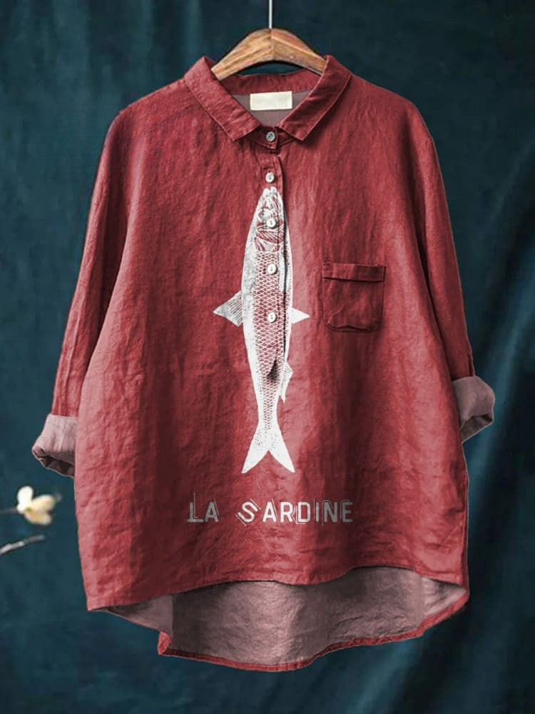 Aria™ | Tijdloze Linnen Blouse met Patroon
