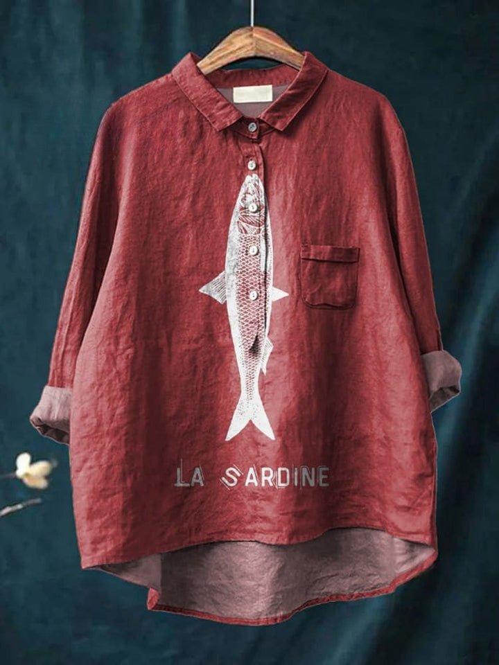 Aria™ | Tijdloze Linnen Blouse met Patroon