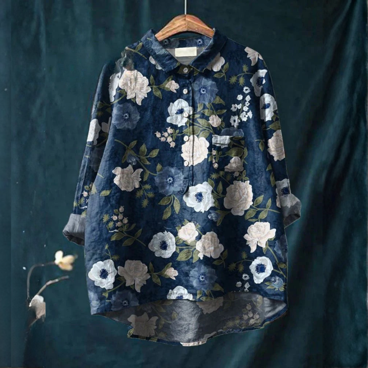 Alessia™ | Tijdloze Linnen Blouse met Patroon