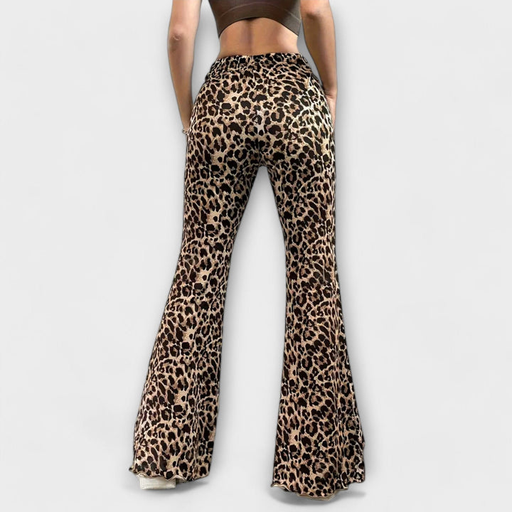 Bootcut kalhoty s leopardím vzorem