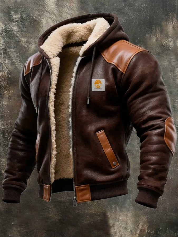 Winterblouson met verfijnde leerdetails