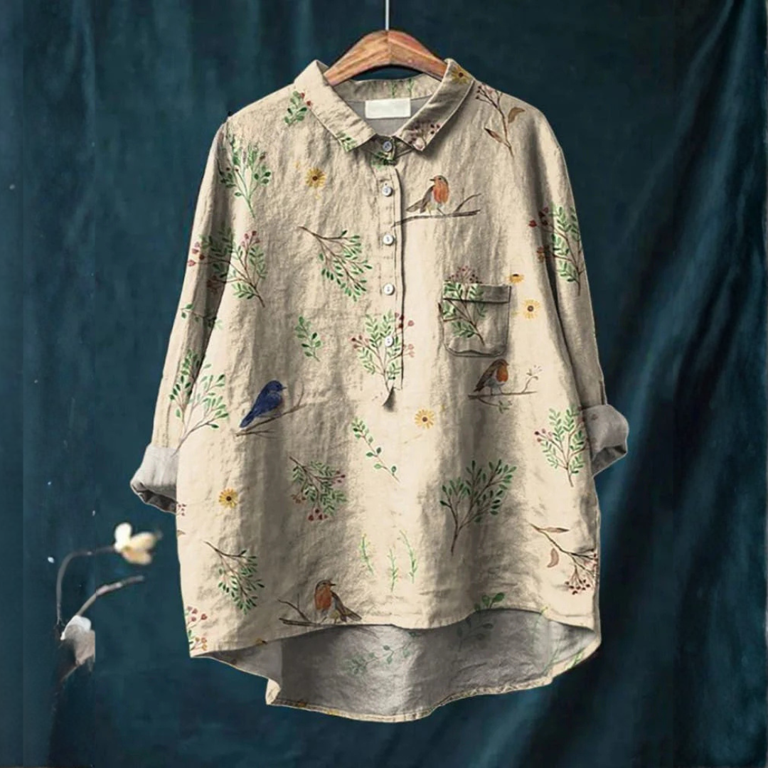 Nova™ | Tijdloze Linnen Blouse met Print