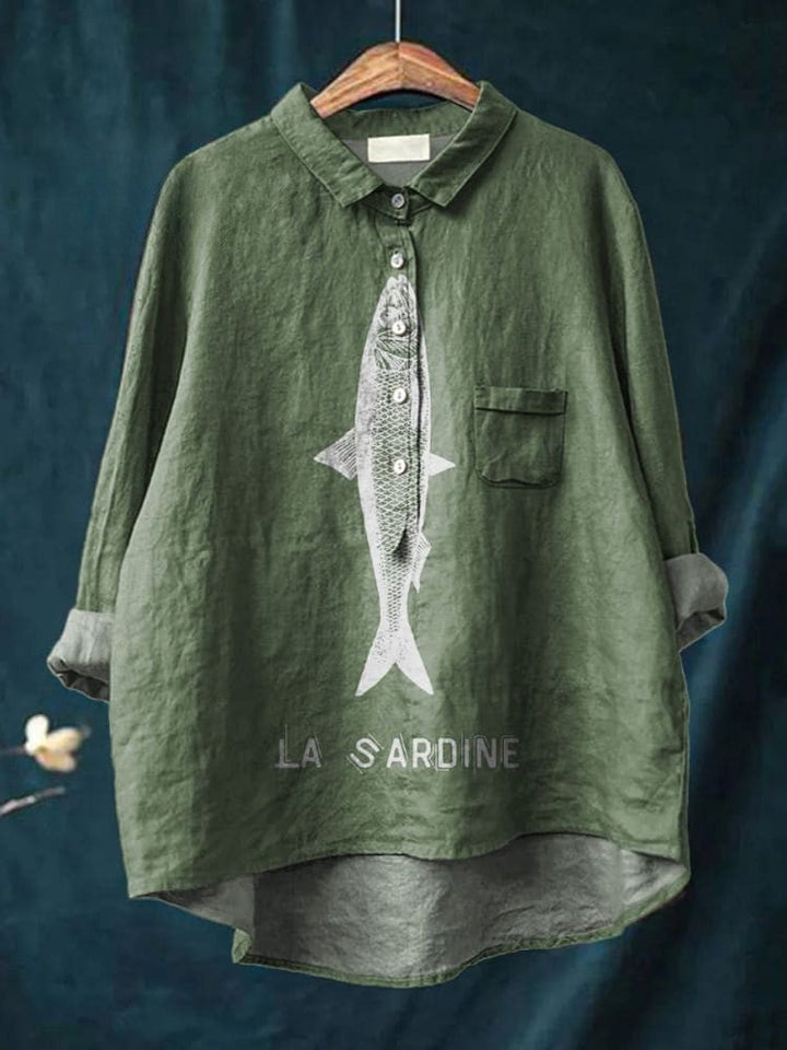 Aria™ | Tijdloze Linnen Blouse met Patroon