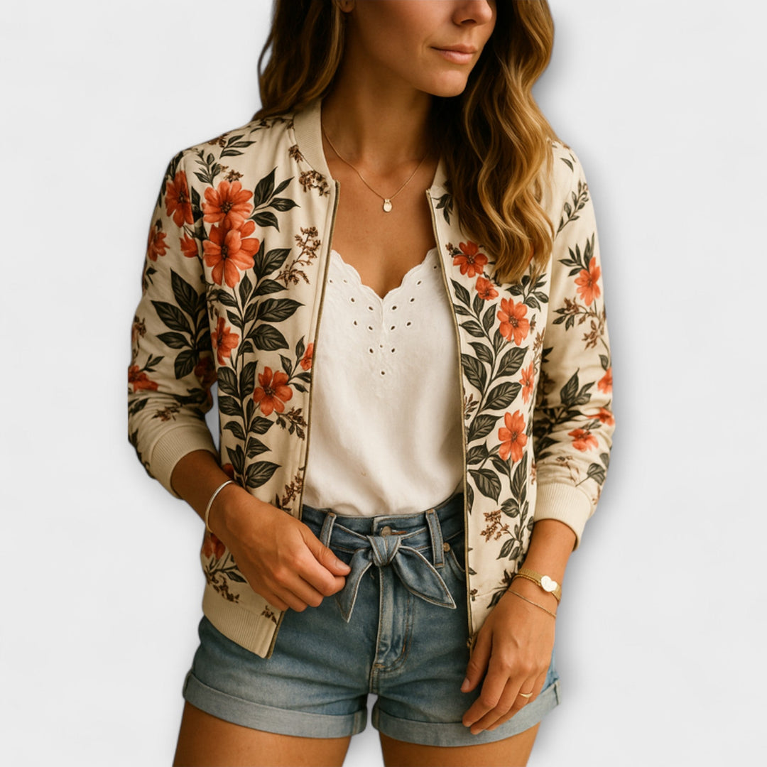 Kaelin - Elegantní bomber bunda s květinovým vzorem