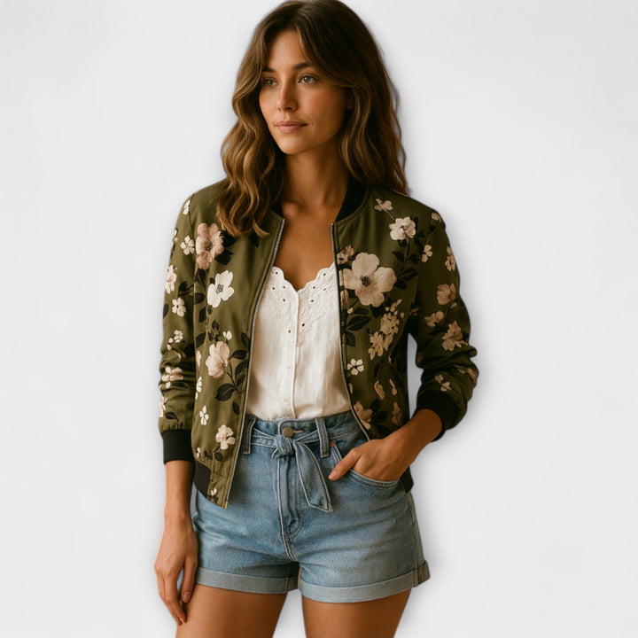 Kaelin - Elegantní bomber bunda s květinovým vzorem