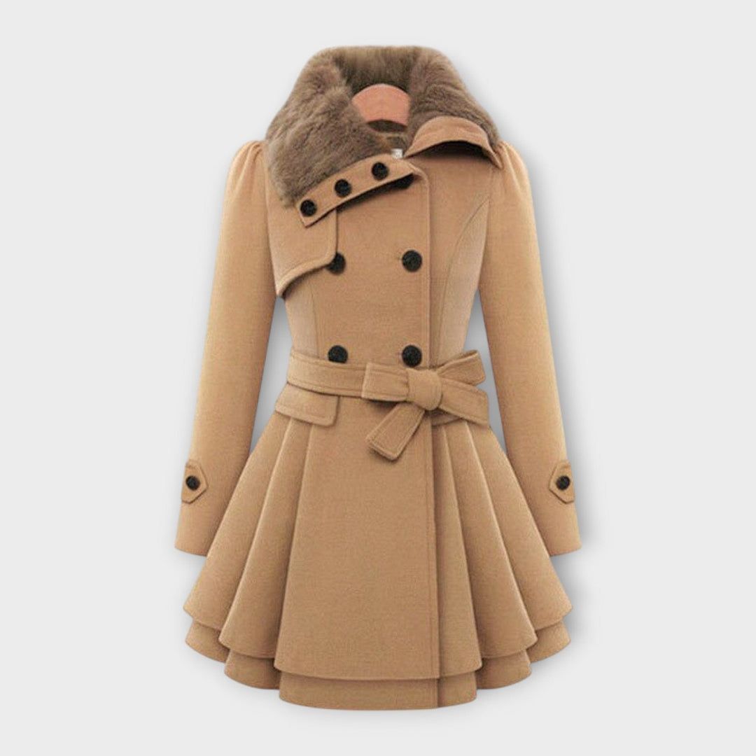 Emma - Elegantní Kabát s Umělou Kožešinou