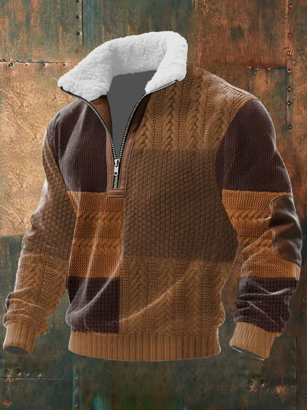 ZIPPER TRUI MET HOOGE KRAAG EN VOERING