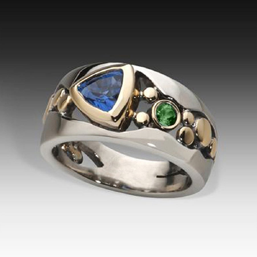Sienna Vintage blauw kristallen ring