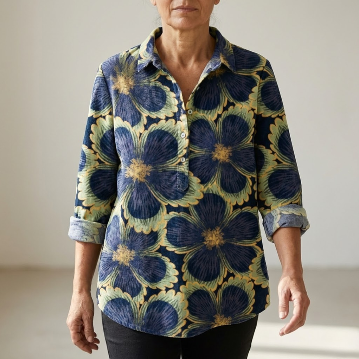 Soleil™ | Tijdloze Linnen Blouse met Print