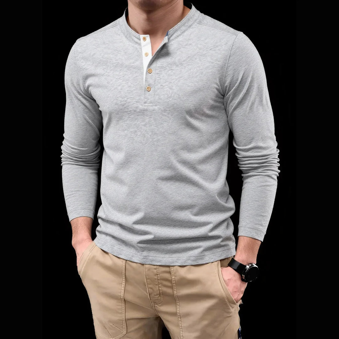 Henley Heren  Shirt Met Lange Mouwen