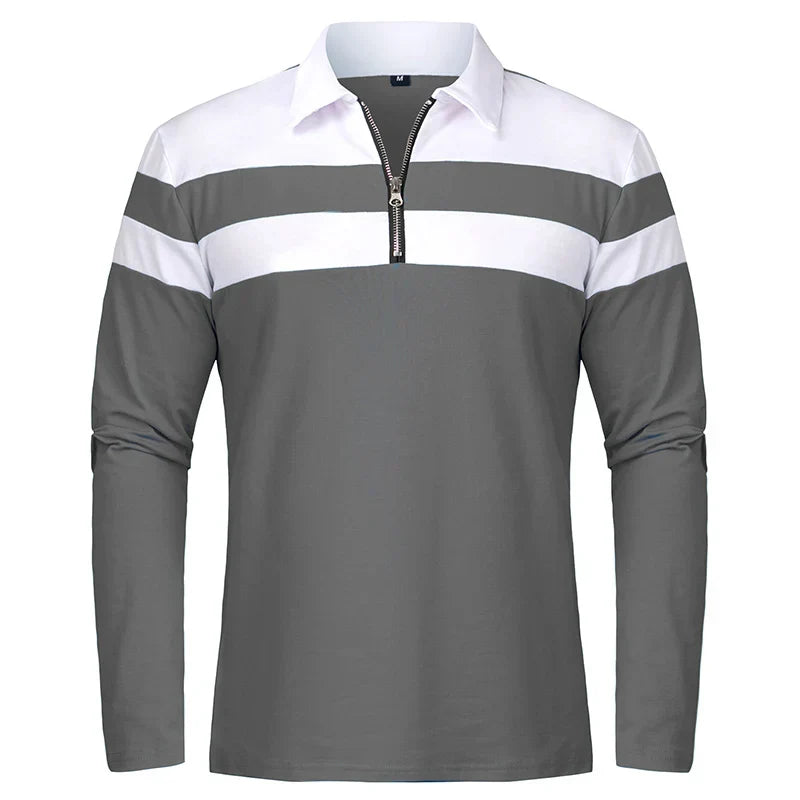 Gestreept Poloshirt Met Ritssluiting