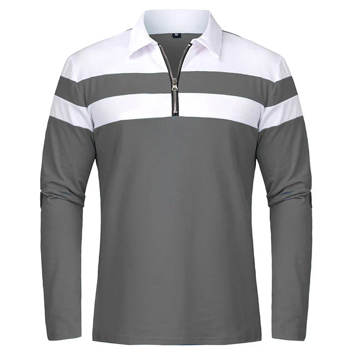 Gestreept Poloshirt Met Ritssluiting