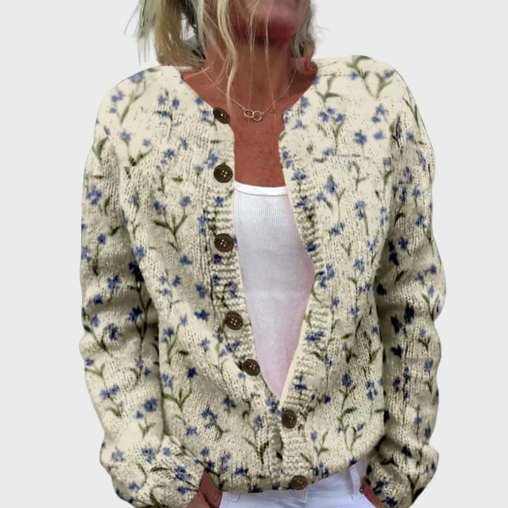Elegantní pletený cardigan s vzorem