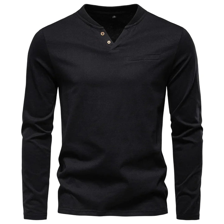 Henley T-Shirt Met Lange Mouwen (1+1 GRATIS)