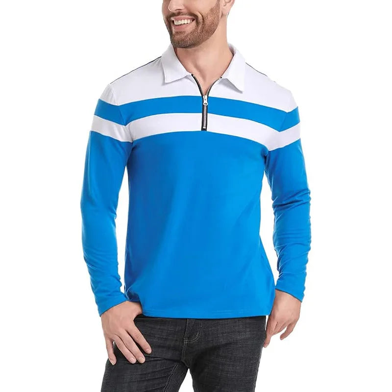 Gestreept Poloshirt Met Ritssluiting