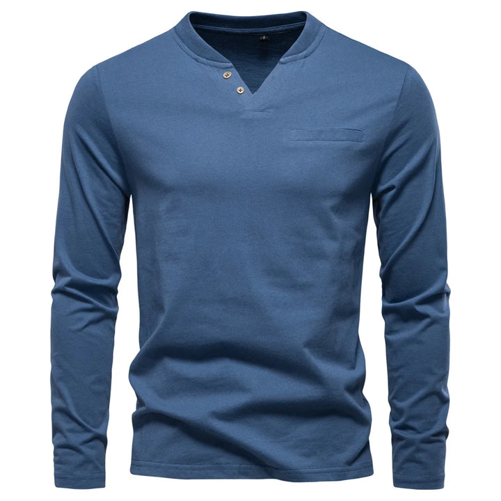 Henley T-Shirt Met Lange Mouwen (1+1 GRATIS)