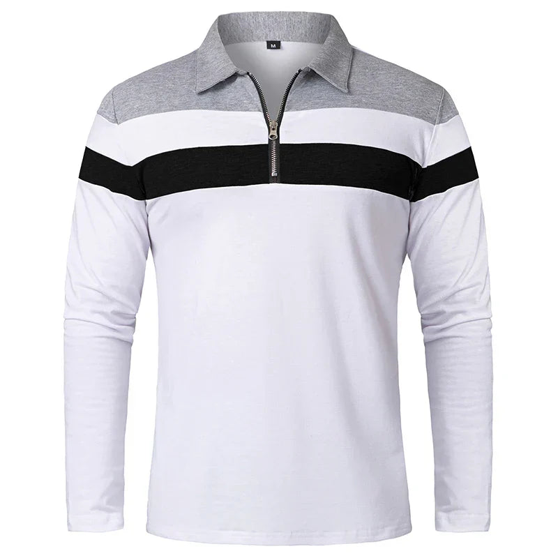 Gestreept Poloshirt Met Ritssluiting
